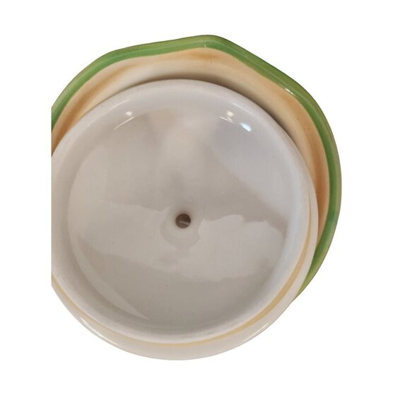 Vintage Ceramic Jar With Rooster Design & Green Trim Lid Decorative Kitchen Cani - Picture 5 of 7